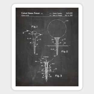 Golf Tee Patent - Golfing Fan Golfer Gift Art - Black Chalkboard Sticker